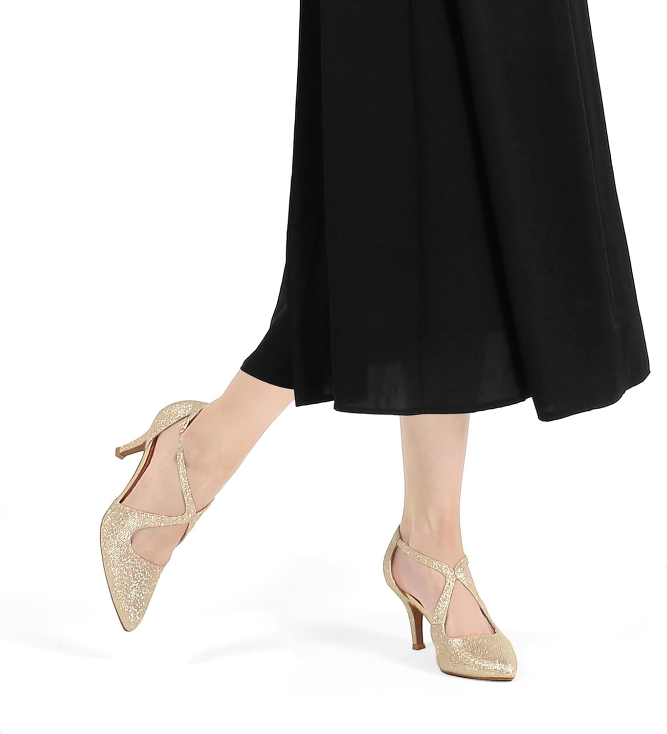 mysoft Women's Dress Shoes Closed Toe 3 Inch Heels Cross Strap Stiletto Pumps Wedding Prom Party Evening Formal Shoes - Image 2