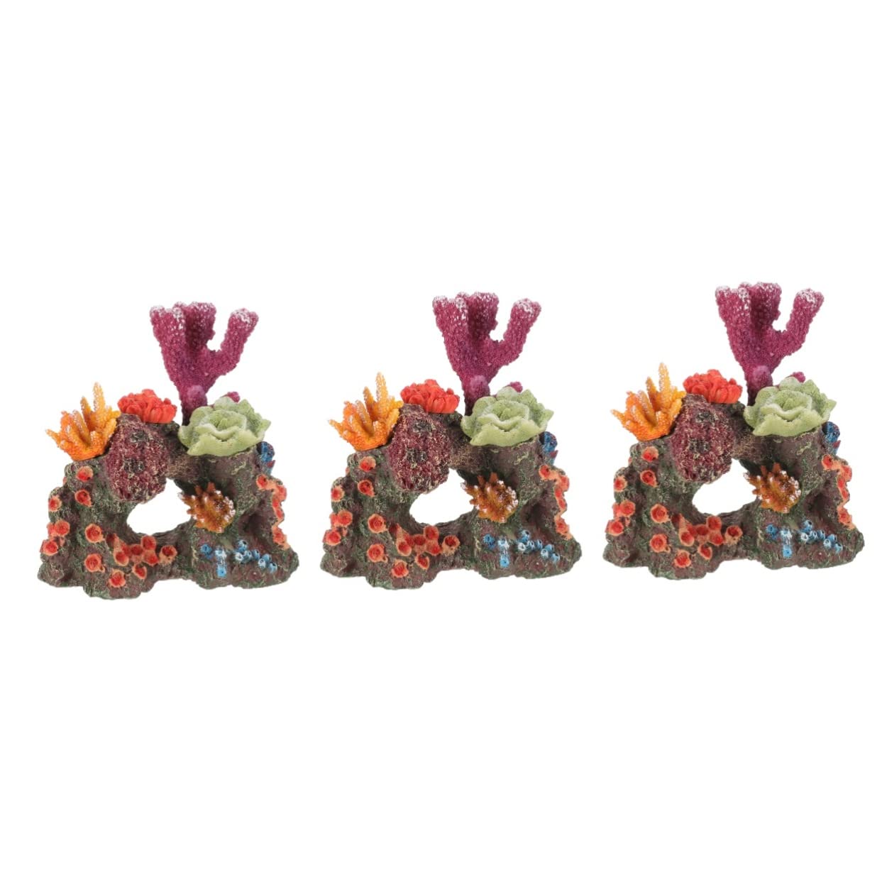 Sosoport 3pcs Künstlicher Steingarten Aus Korallen Aquarium Korallenriff Ornament Tank Pflanzenaquarium Desktop-Aquarium- Strand Luft Schwimmpflanzen Für Aquarien Nautisch Wasser Harz
