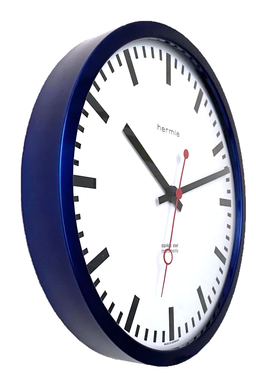 Hermle Bahnhofsuhr 30471-Q72100 Quarz, Blau, Ø 30cm x 5cm