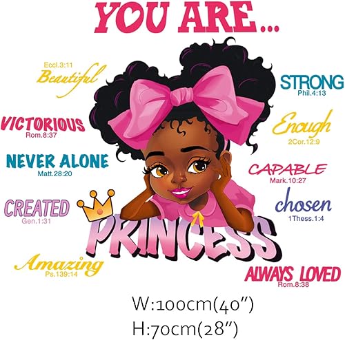 Miniatura 4 de Runtoo Calcomanía de pared con citas inspiradoras de niña negra, calcomanías de pared con texto en inglés "Afroamericano", para dormitorio, sala de