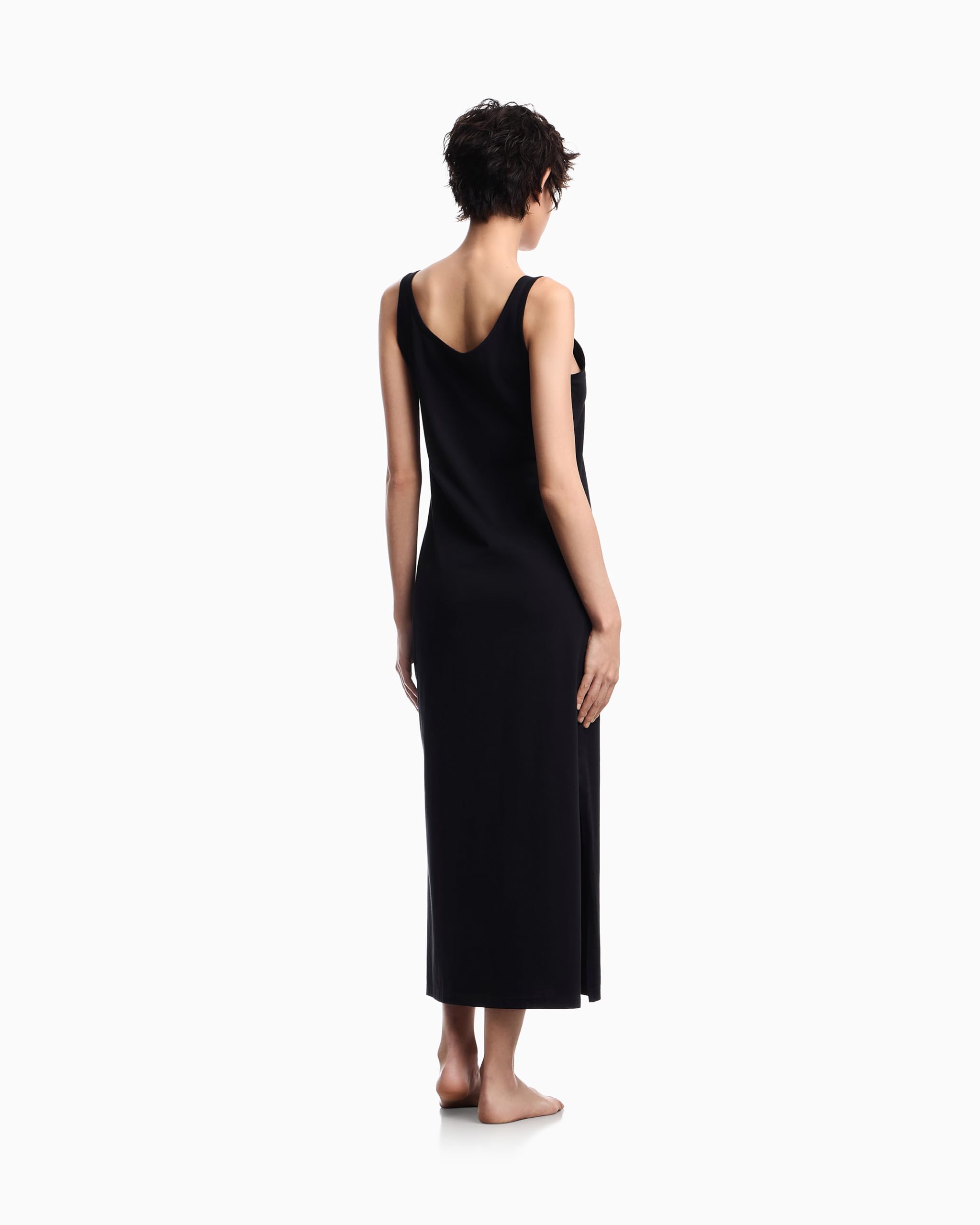 Emporio Armani Long Dressing Gown Camicia da Notte, Nero, XL Donna
