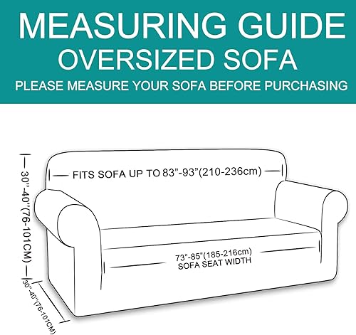 Miniatura 6 de U-NICE HOME Funda elástica para sofá de gran tamaño, 1 pieza, protector de muebles de jacquard a cuadros pequeños (XL, gris oscuro)