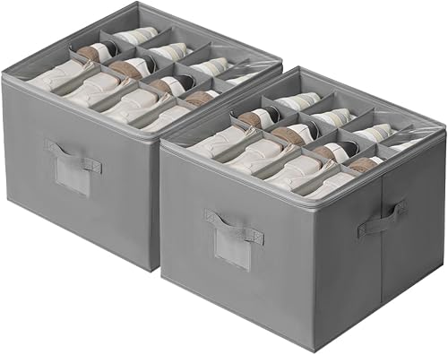 DIMJ Paquete de 2 organizadores de zapatos para armario, 24-36 pares de cajas de almacenamiento de zapatos plegable, cajas de zapatos que ahorran