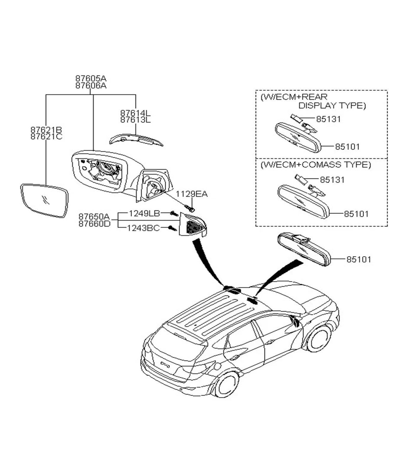 Rétroviseur Conduite Accompagnée Pour Kia Pour Forte Pour RIO Pour SOUL Pour SPORTAGE 851013X100 Miroir ASSY-RR Vue Intérieure