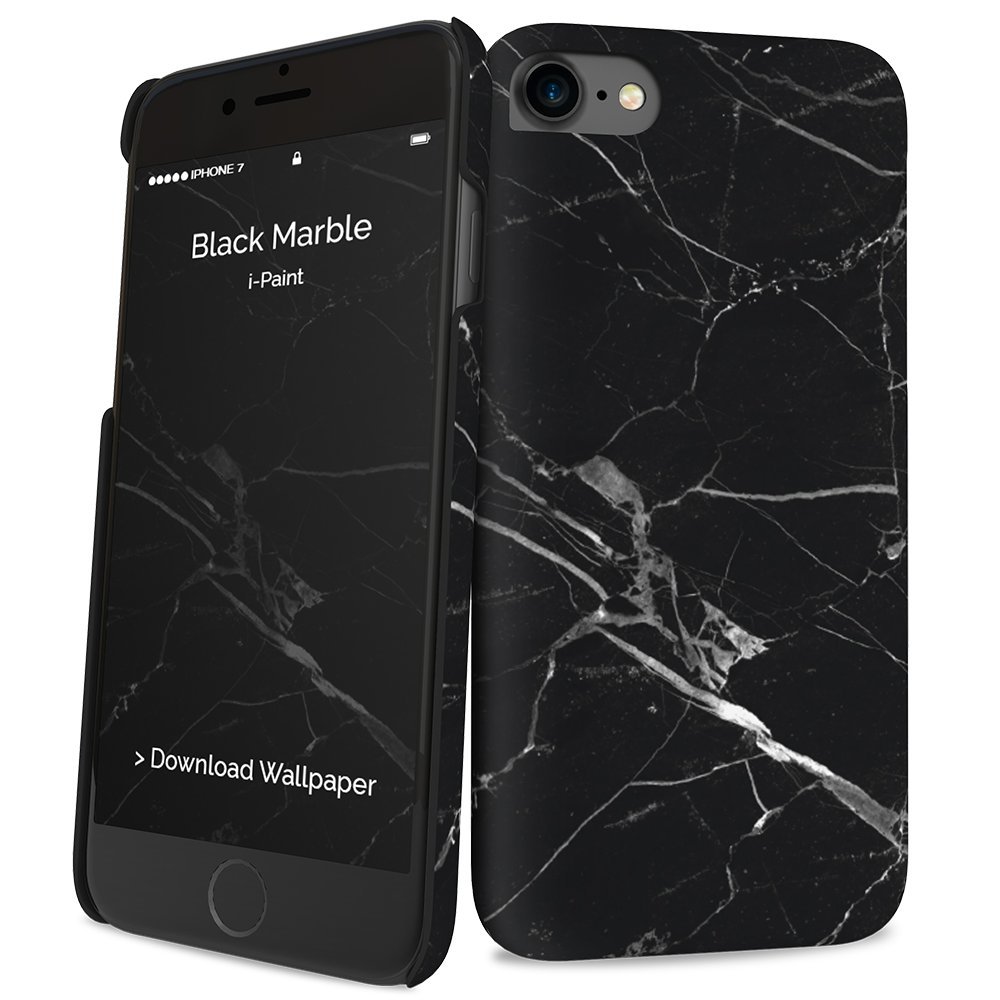 i-Paint Marble Protective Hard Phone Case for iPhone 7/8 - Black