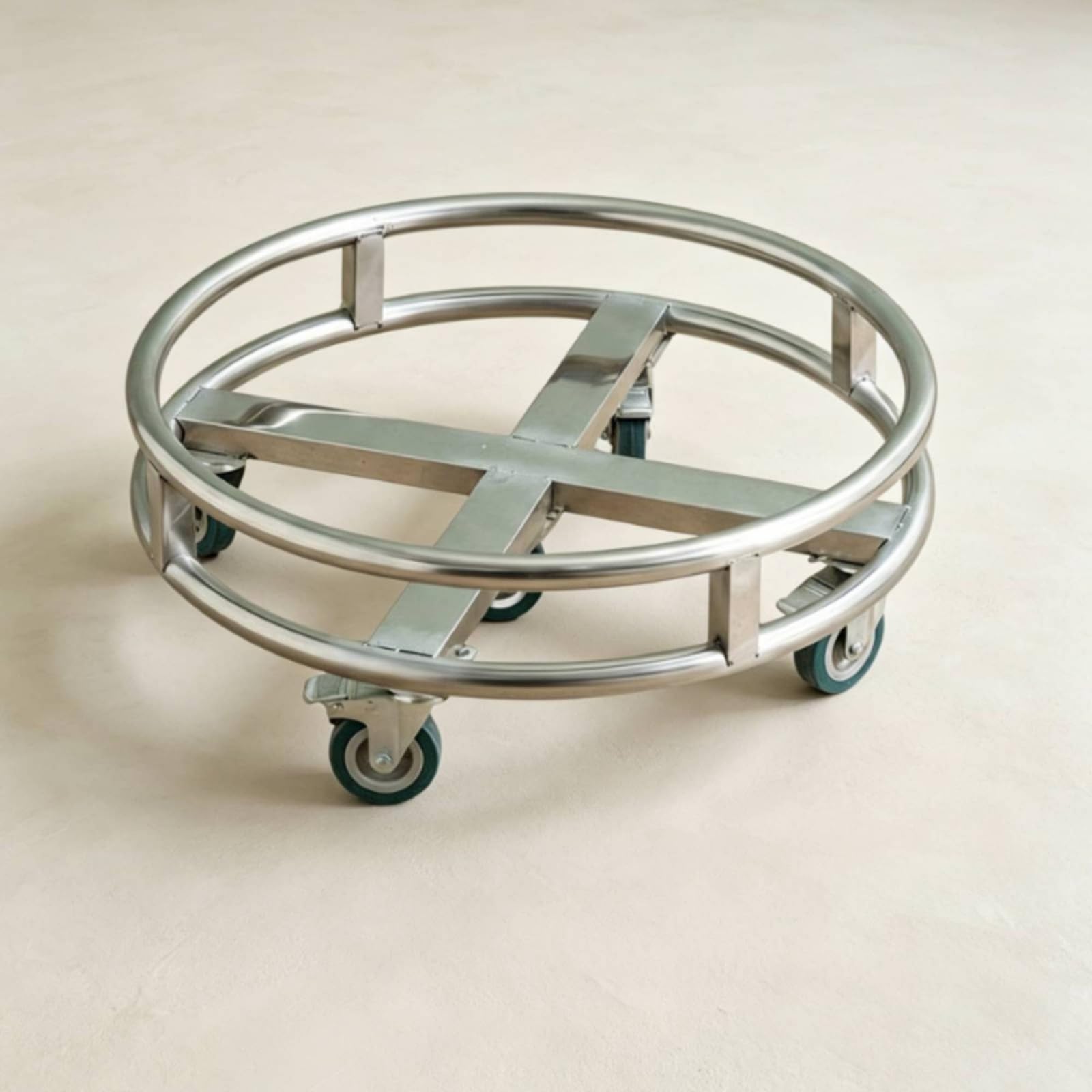 TAIZhiChen Supporto Mobile in Acciaio Inox Robusto Telaio Porta-Bollitore in Acciaio Piano di Lavoro Ampio Attrezzatura su Ruote per Ristoratori, Catering, Mensa, 42 Cm, Con Freno