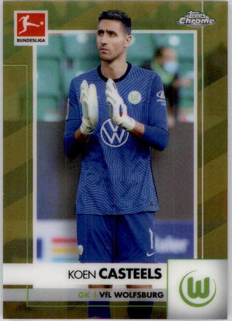 2020-21 Topps Chrome Bundesliga Gold Refractor #96 Koen Casteels VfL Wolfsburg Official Geramn Soccer League Card in Raw (NM or Better) Condition
