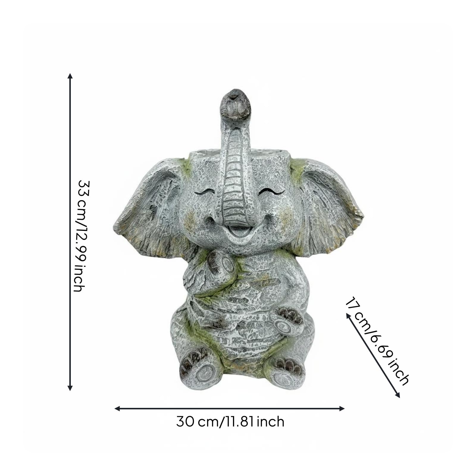 Dekorativer Pflanzkübel Blumentopf Pflanzgefäß Pflanzengefäß Tierfigur aus Magnesiumoxid mit Patiniertem Look für Balkon Dekoration für Geschenk Hausdekoration Außenbereich