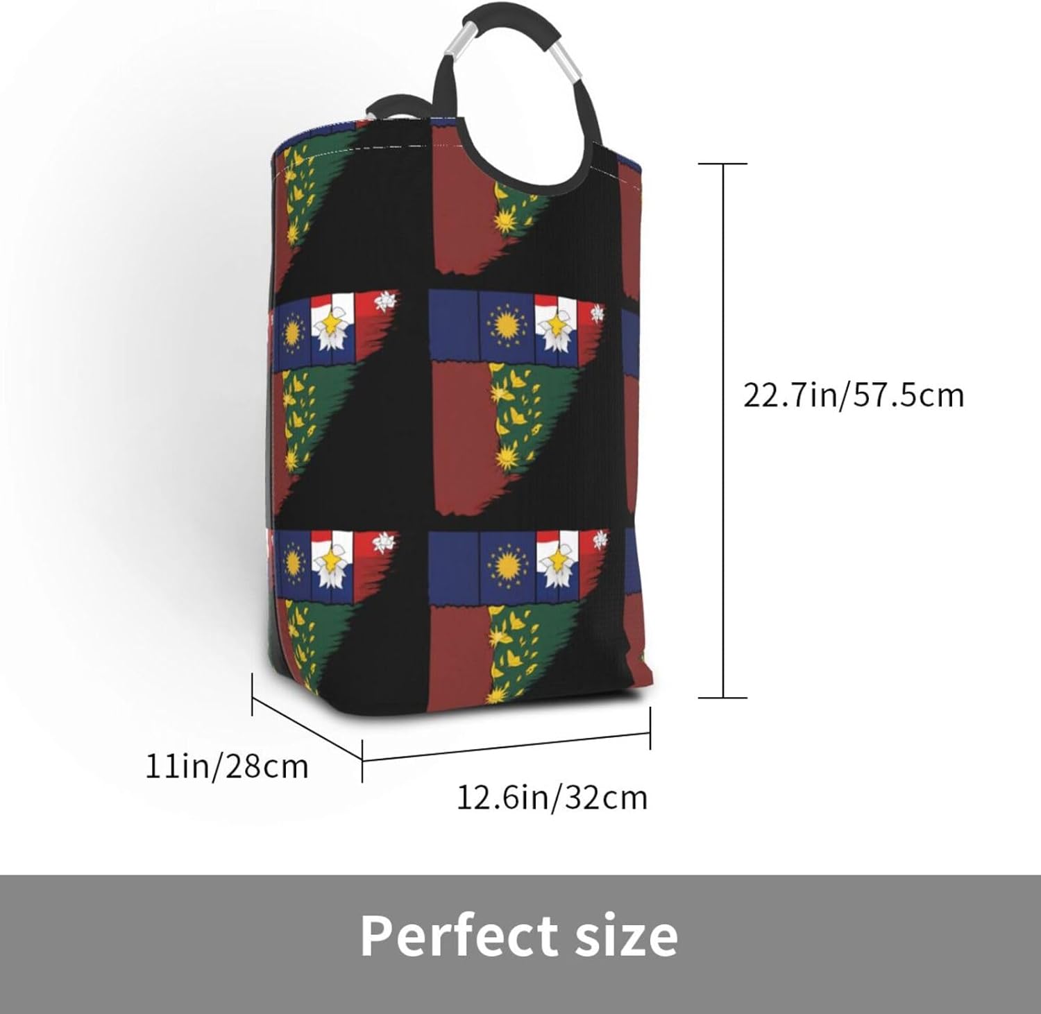 Patriotic Pattern Foldable storage bag, 50L capacity, suitable for laundry room, dormitory bedroom, dirty clothes storage basket.
