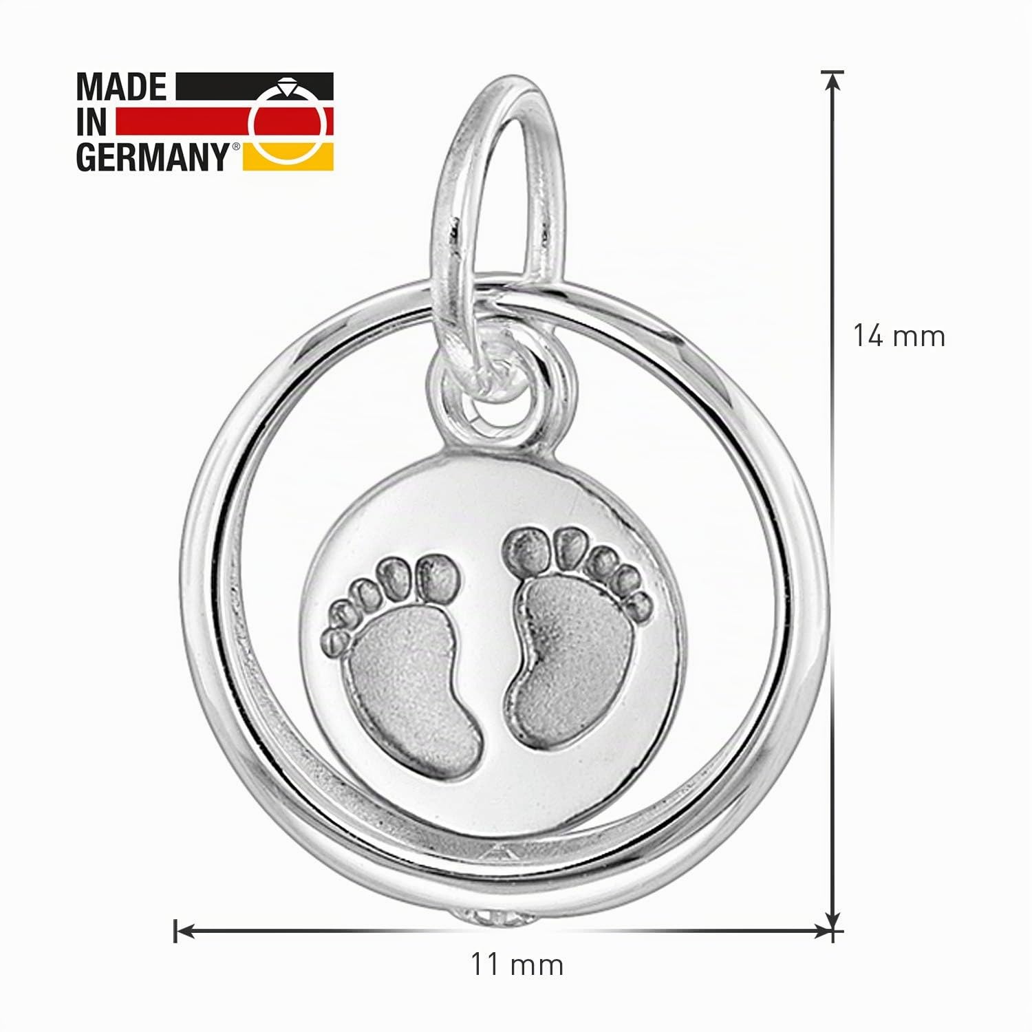 trendor Taufkette 925 Silber Taufring mit Anhänger Babyfüße 08467 | zauberhafter Taufschmuck für Mädchen, Jungen oder Mütter, tolle Geschenkidee zur Taufe,