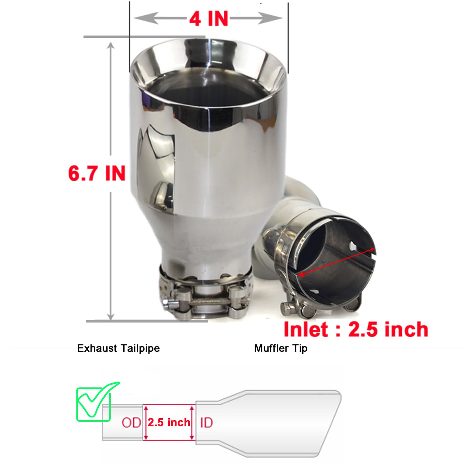 Terminale Scarico In Acciaio Inox 304 Doppia Parete – Ingresso 63 Mm, Uscita 102 Mm, Taglio Obliquo Lucidato