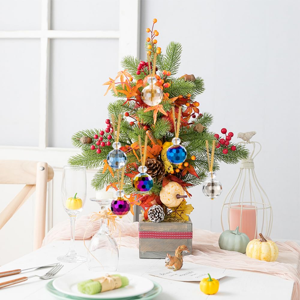KAISELINNA 12 Pcs Christmas Balls Christmas Tree Crystal Ball Ornaments Rainbow Crystal Suncatcher Window Decorations Glass Hanging Pendant for Xmas Party Wedding Home Decor - Image 4