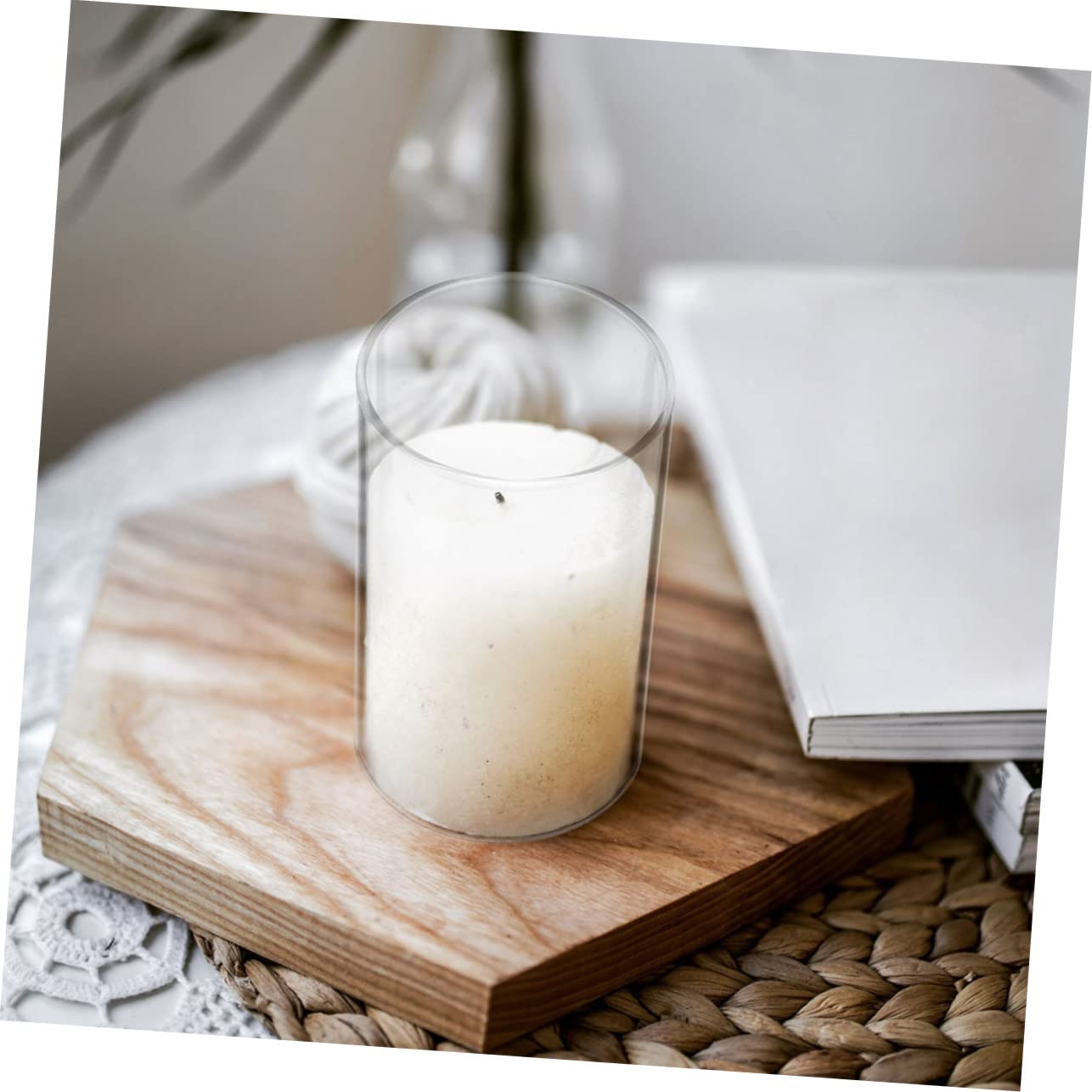 IMIKEYA Lot de 3 Bougeoirs Pilier en Verre Transparent en Verre Borosilicate, Abat-Jour Tube Simple et Coupe-Vent pour Bougies, pour Décoration Intérieure