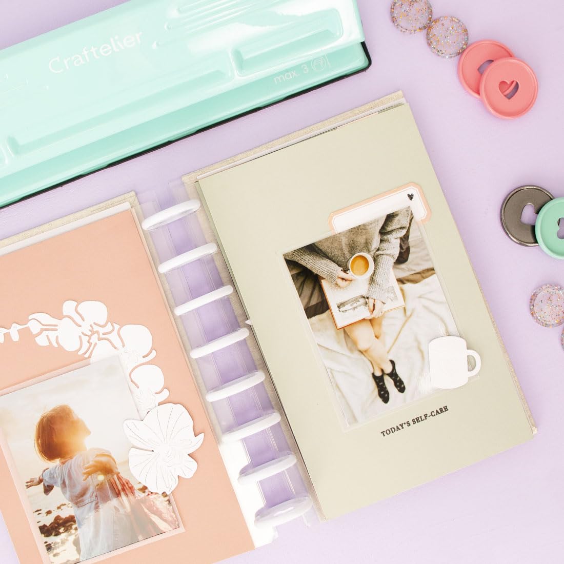 Craftelier - XL 11 Loch Discbound Locher für Planer und Notizbücher | XL Locher für Discbound Planer und Notizbücher kompatibel mit Happy Planner große Einlagen bis zu 3 Blatt 90 g m2