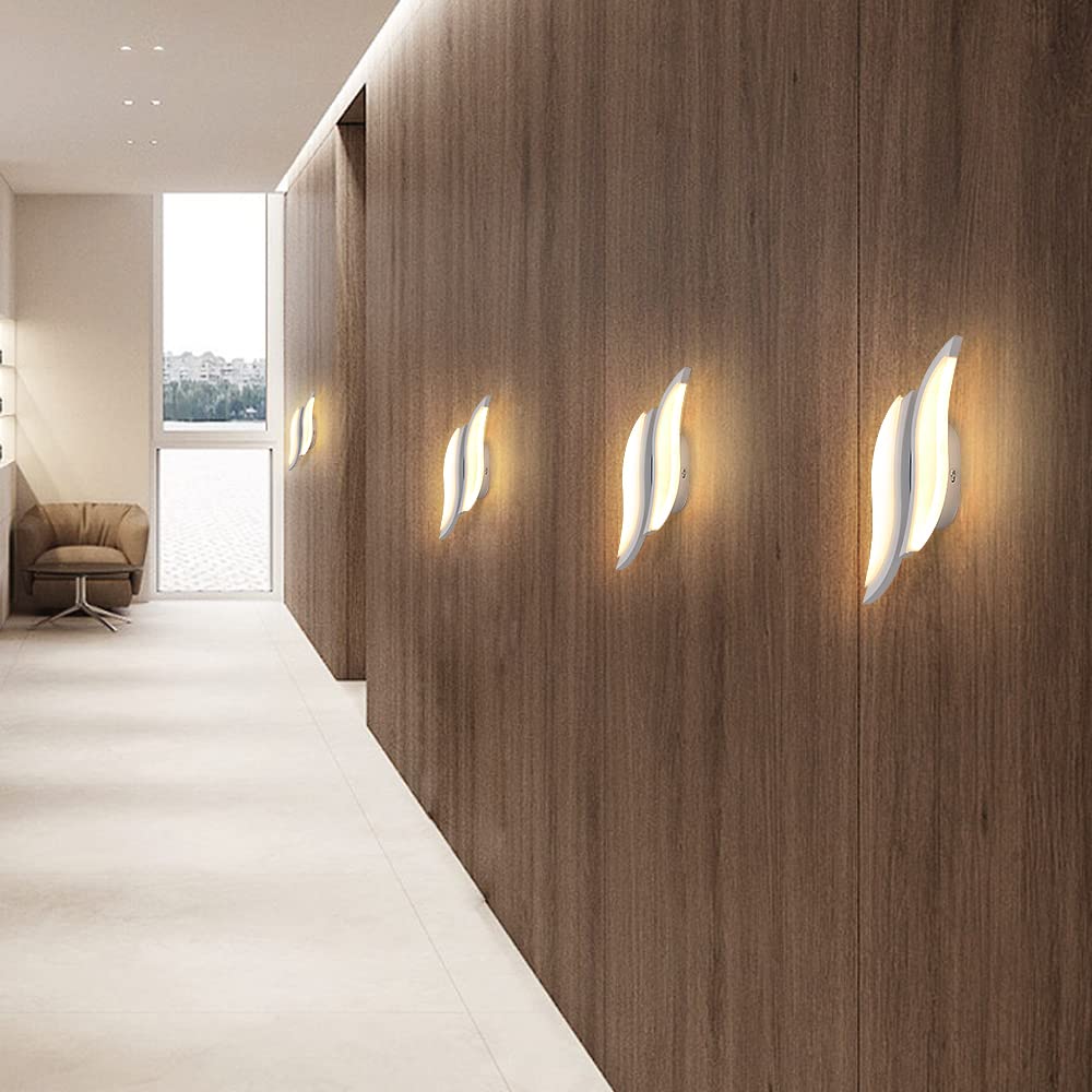 Goeco Applique LED da Parete Interno, Lampada da Parete LED, 12W Moderno Applique a Muro 3000K per Soggiorno Camera da Letto Scale, Bianco