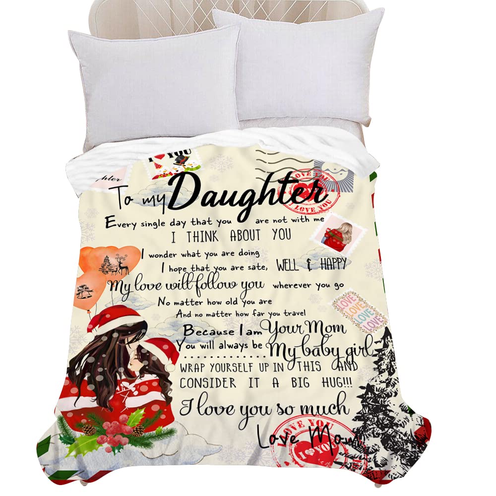 Coperta Morbida In Pile 127x152 Cm Con Messaggio "A Mia Figlia" - Regalo Dalla Mamma Per Compleanno, Laurea, Anniversario