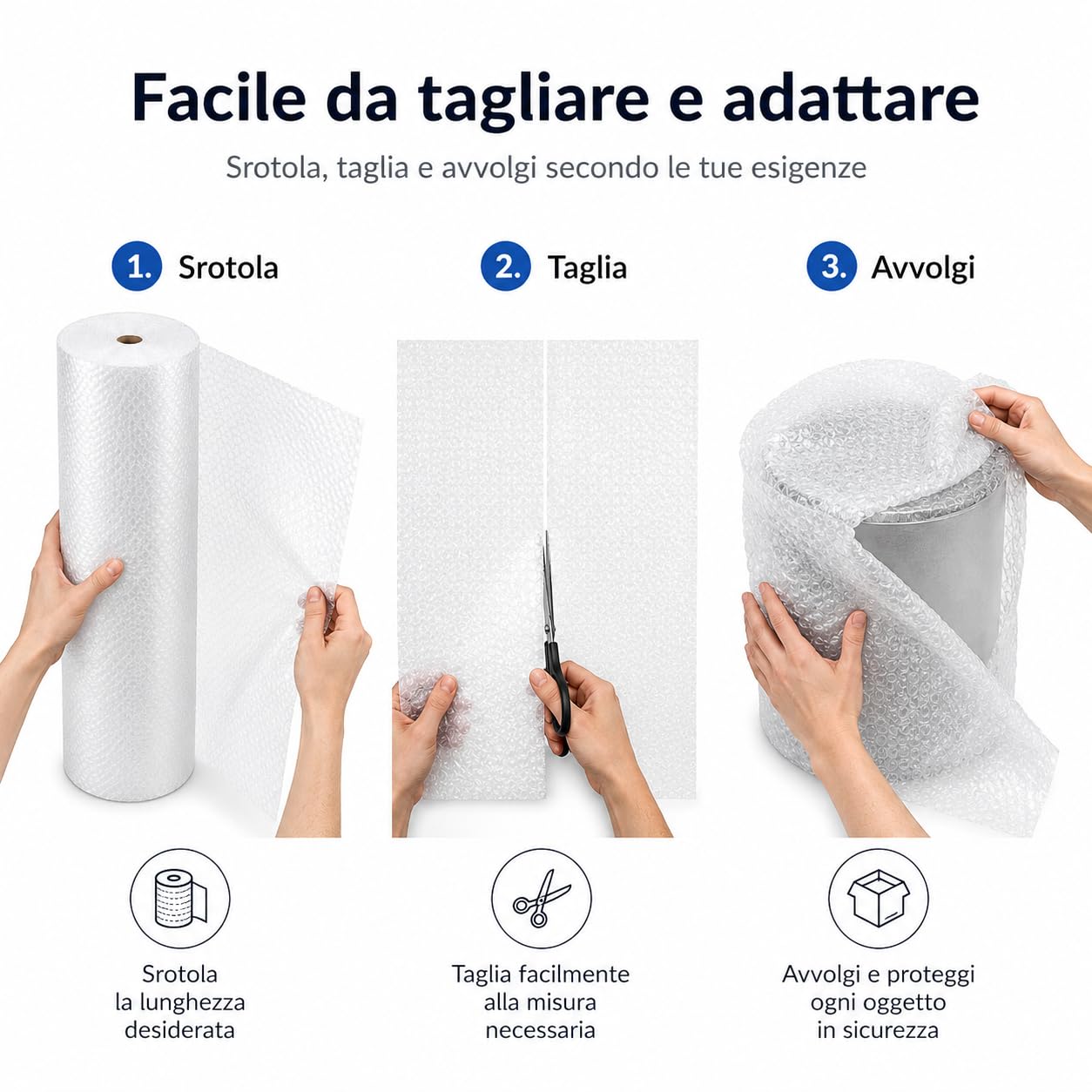 All4All Pluriball per Imballaggio 150 cm x 50 m, 75 m², Spessore 50 µm, Rotolo Extra Largo, Protezione Antiurto per Traslochi, Mobili e Oggetti Fragili