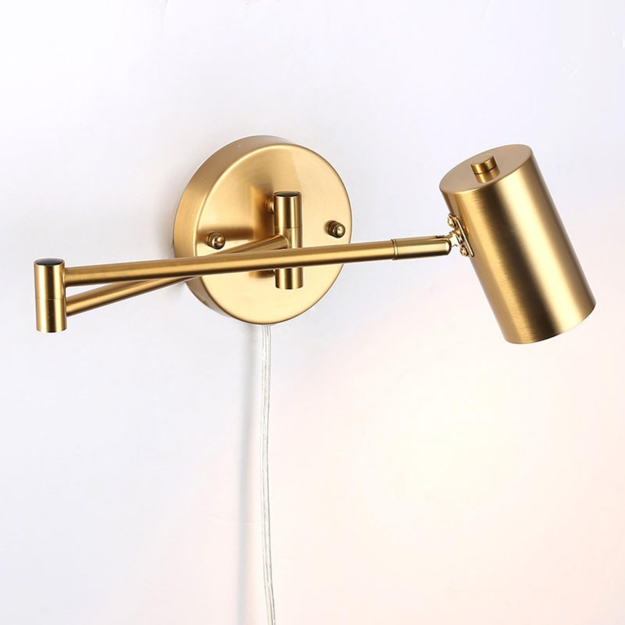 BARCELONA LED aplique de pared con brazo articulado, lámpara de pared dorado cobre estilo vintage industrial, metálico hierro, con cable, enchufe e interruptor, iluminación ajustable