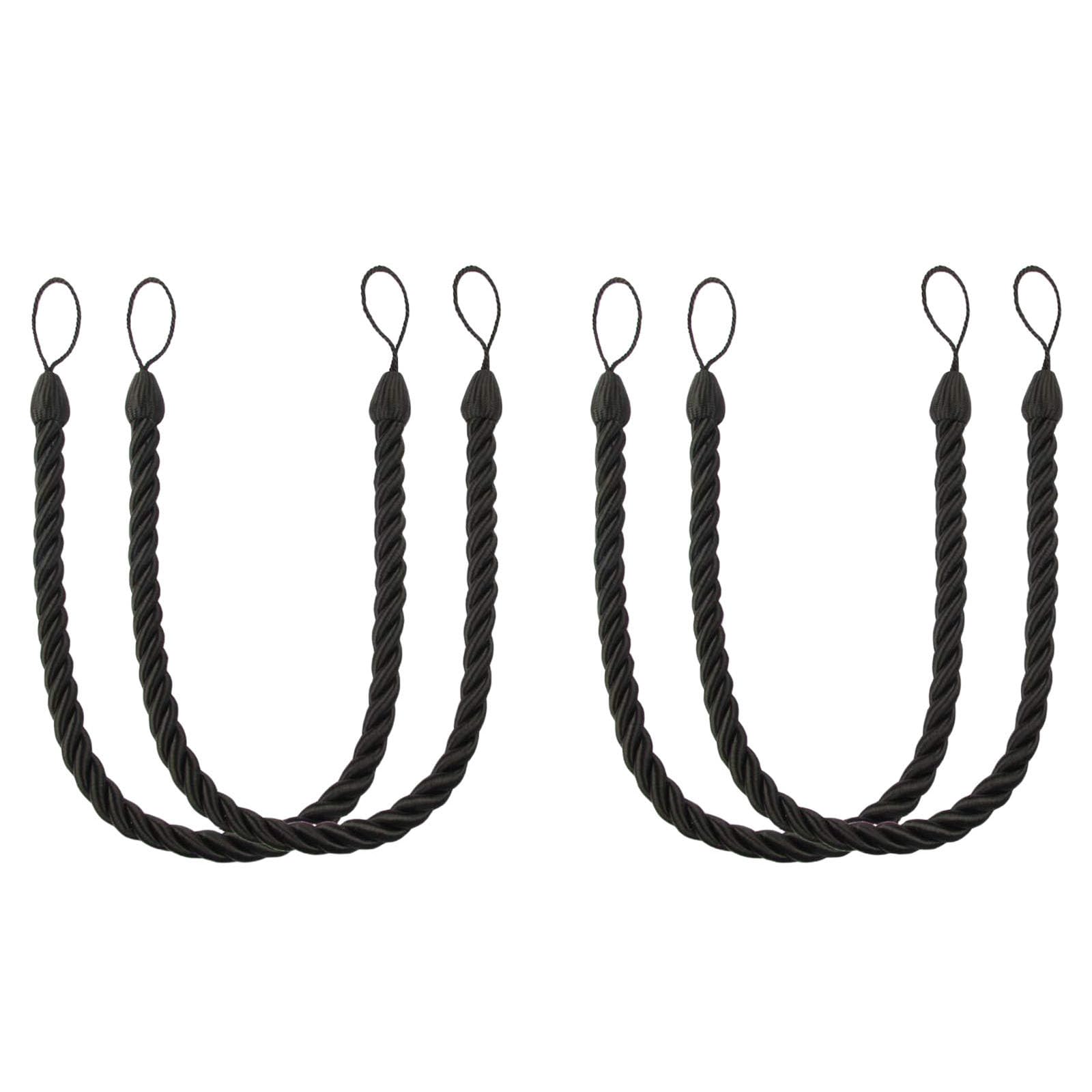 4Pack Bohos Styles Cotton Rope Curtain Tiebacks Decorative Holdbacks for Home and Drapery Natural Cotton Rope