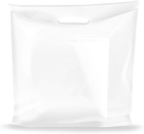 Paquete de 50 bolsas de mercancía transparentes brillantes extra grandes de 26 x 26 pulgadas x 3 mil de grosor, asas troqueladas, ideales para