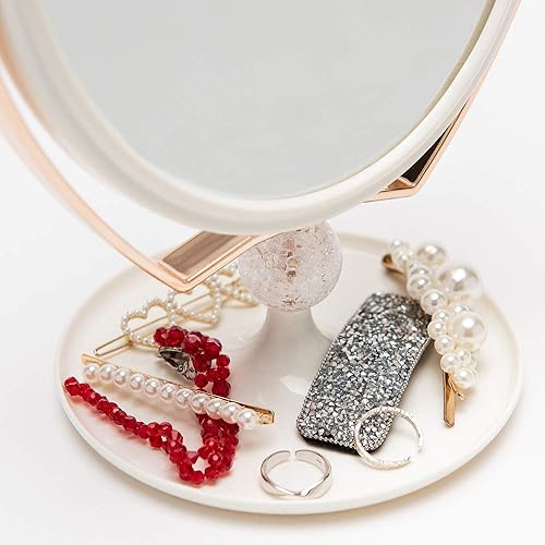 Miniatura 6 de YEAKE Espejo de tocador de maquillaje con aumento, plástico ABS, doble cara, aumento 3X, giro de 360, espejo de maquillaje de belleza, espejo de