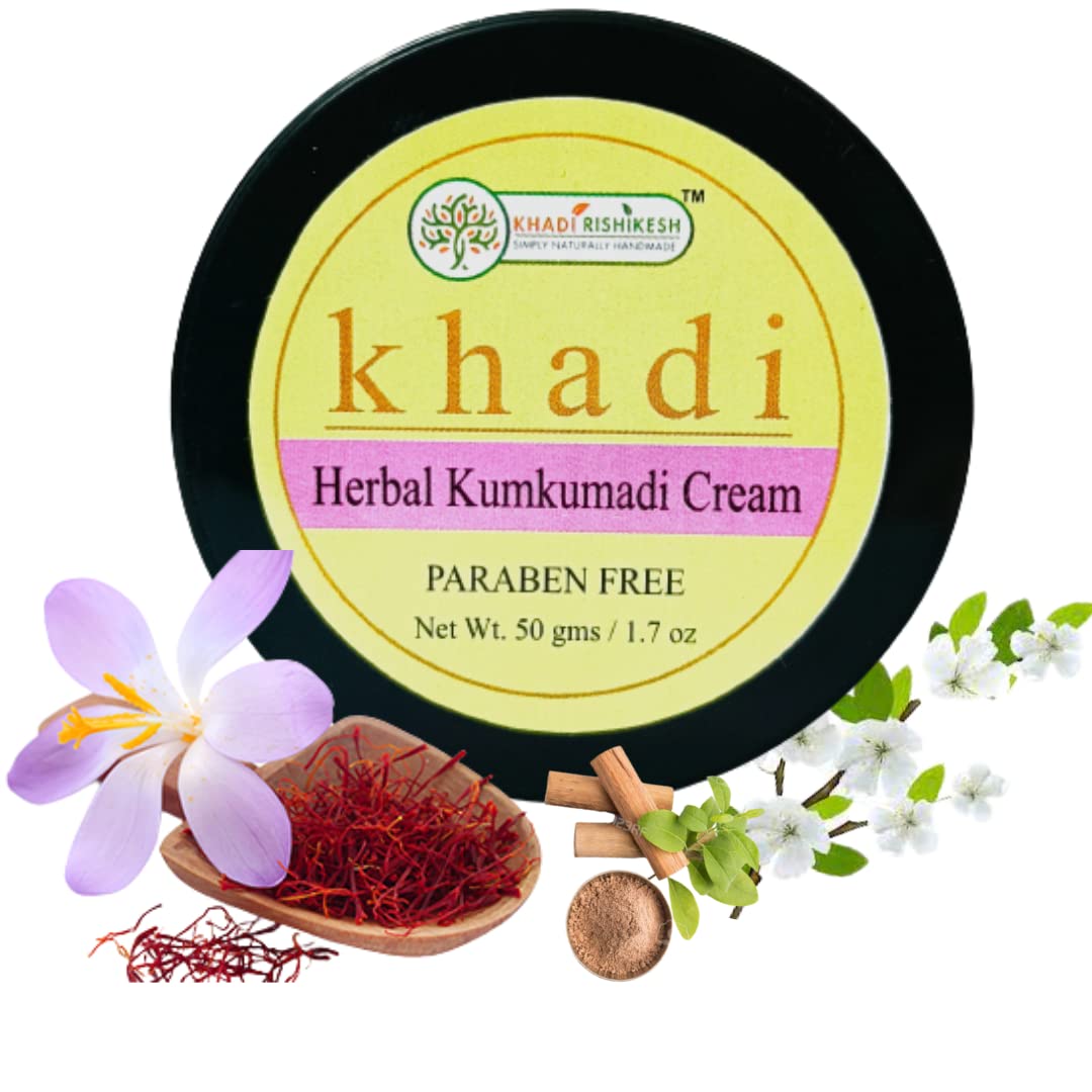Khadi Rishikesh Ayurvedic Kumkumadi Face Cream with Kumkumadi oil 50gm-With 6 Herbs,Saffon & Sandal| Dark Spots, Pigmentation- Anti Ageing Day & Night Cream for Unisex-Kumkumadi cream