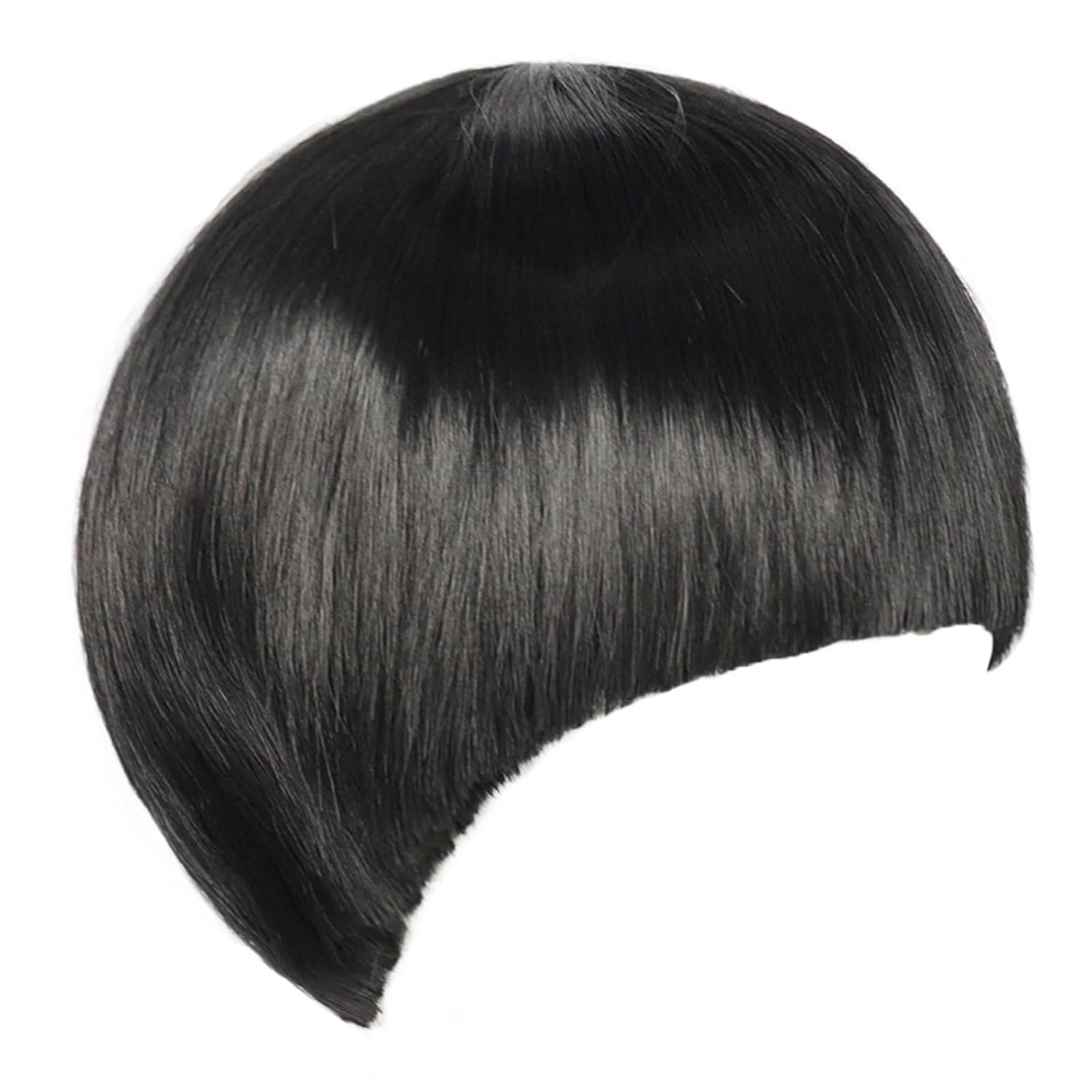 ANOGOL Hair Cap + Short Black Bowl Cut Wig Men with Bangs Black Mushroom Wigs 60s Wig Mens Funny Wigs for Movie Halloween Cosplay Costume Party Christmas Pelucas para Hombres - Image 4