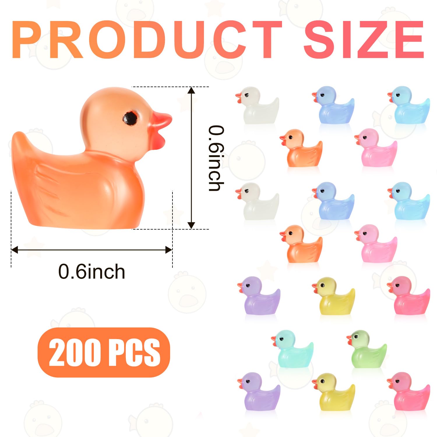 200 Leuchtende Mini-Enten Aus Harz – 10 Farben, Je 1,5x1,8 Cm, Für Deko & DIY