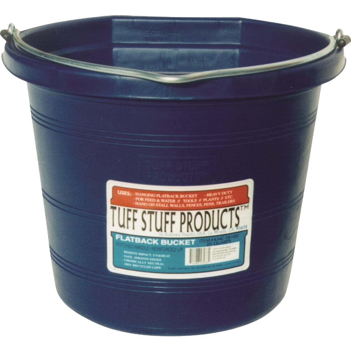 Tuff Stuff 5 Gal Blue Flat Back Bucket