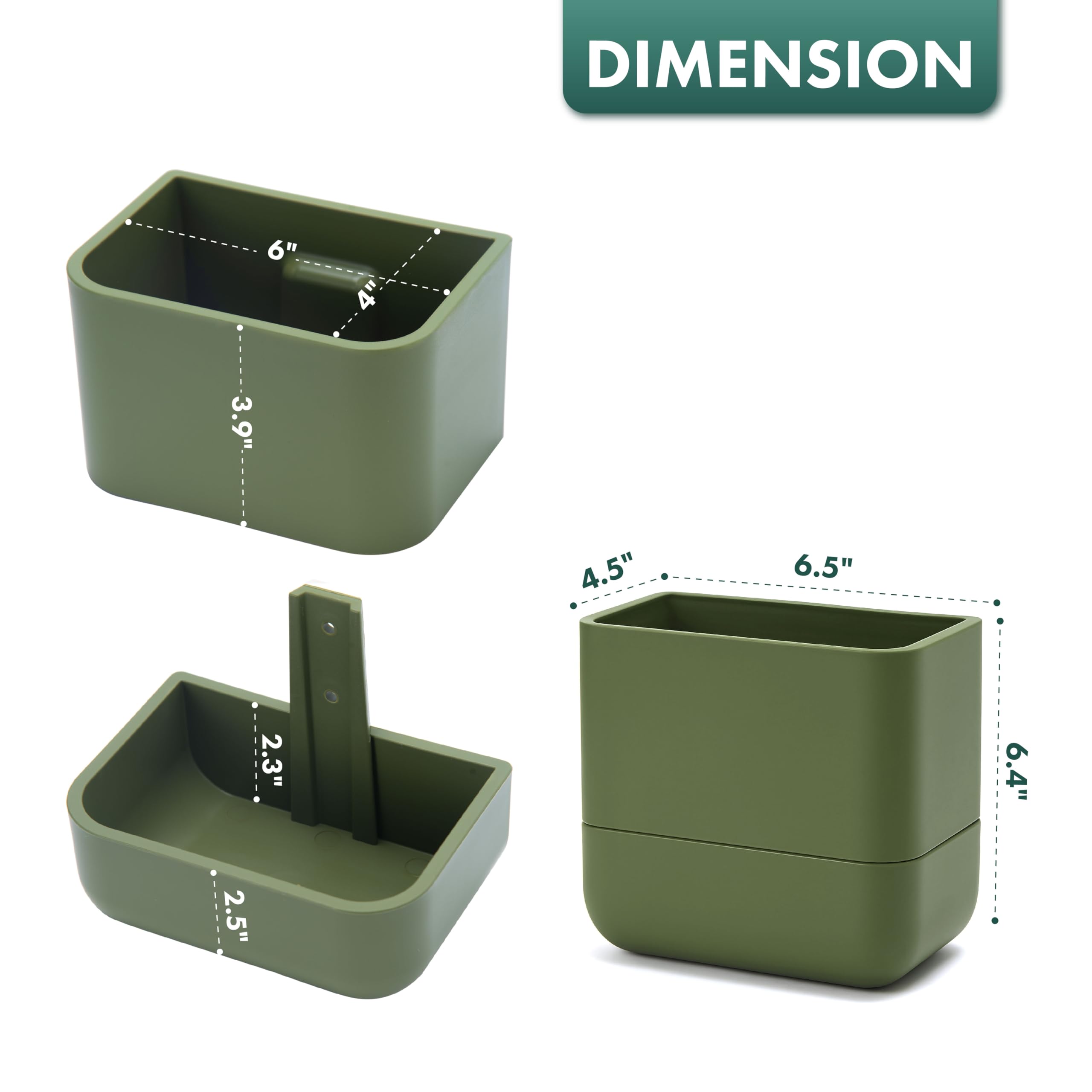 Phoenix Vine 01-WP-C-3 Selbstbewässernder Pflanztopf für Zimmerpflanzen und Kräuter, hängender Übertopf für Fensterbänke, Badezimmerwände, Heim- und Bürodekoration, Olivgrün, 3 Stück