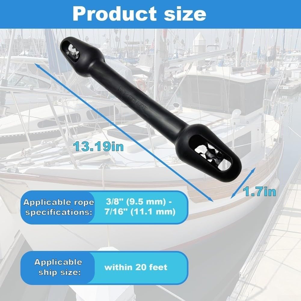 Marine-Grade Gummi Festmacher Snubber Stoßdämpfer für Yacht-Docking, robuste Bootsstoßstange mit rutschfestem Design für 10–12 mm Nylonseil, UV- und Salzwasser (2 Stück)