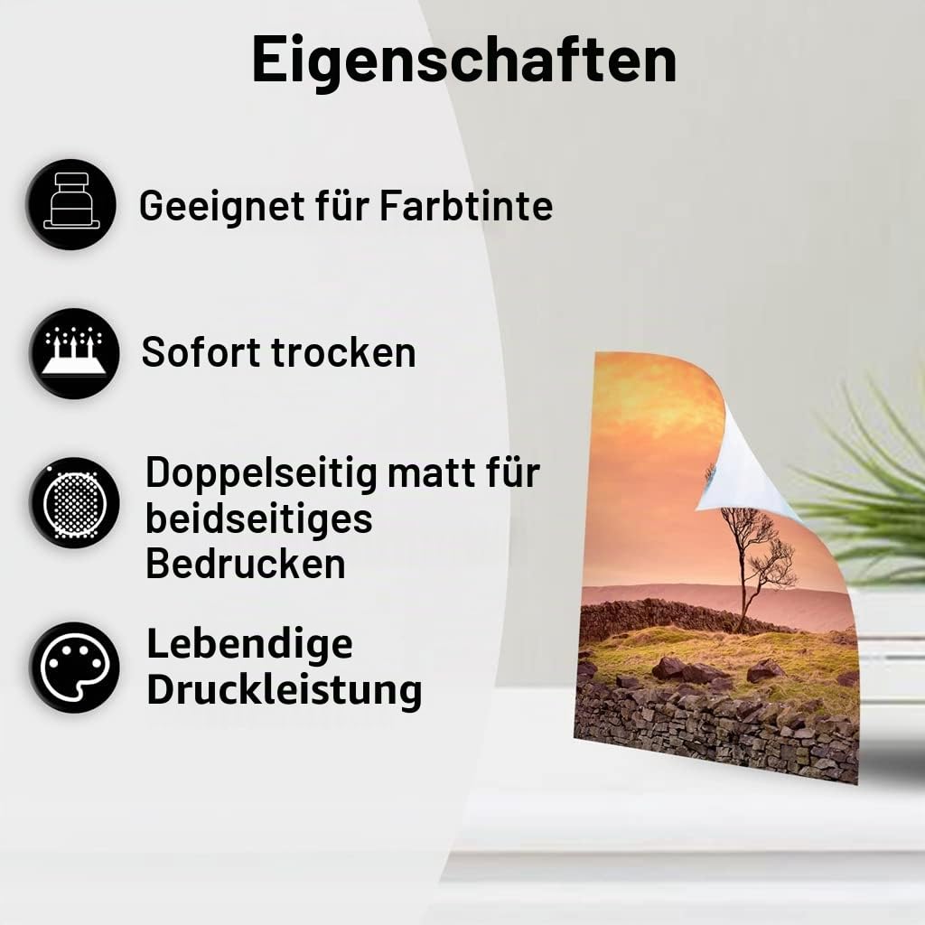 Thick A3 Plus A3+ 13x19 doppelseitig matt – Fotopapier 260 g/m², 60 Blatt, Tintenstrahlpapier, bedruckbar für Menüs, Kalender, Tintenstrahldrucker.