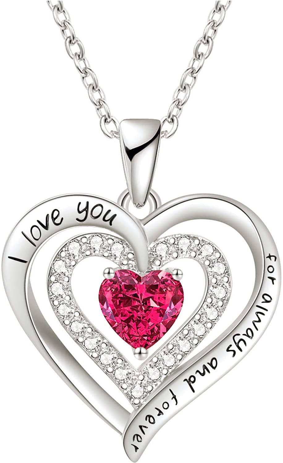 Halsketting voor dames, roségoud, hart, sterling zilver, 925