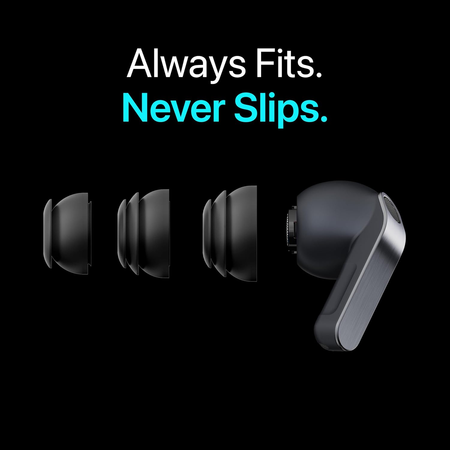 Premium Multi-Flange Eartips for Galaxy Buds4 Pro – Always Fits, Never Slips (Black)