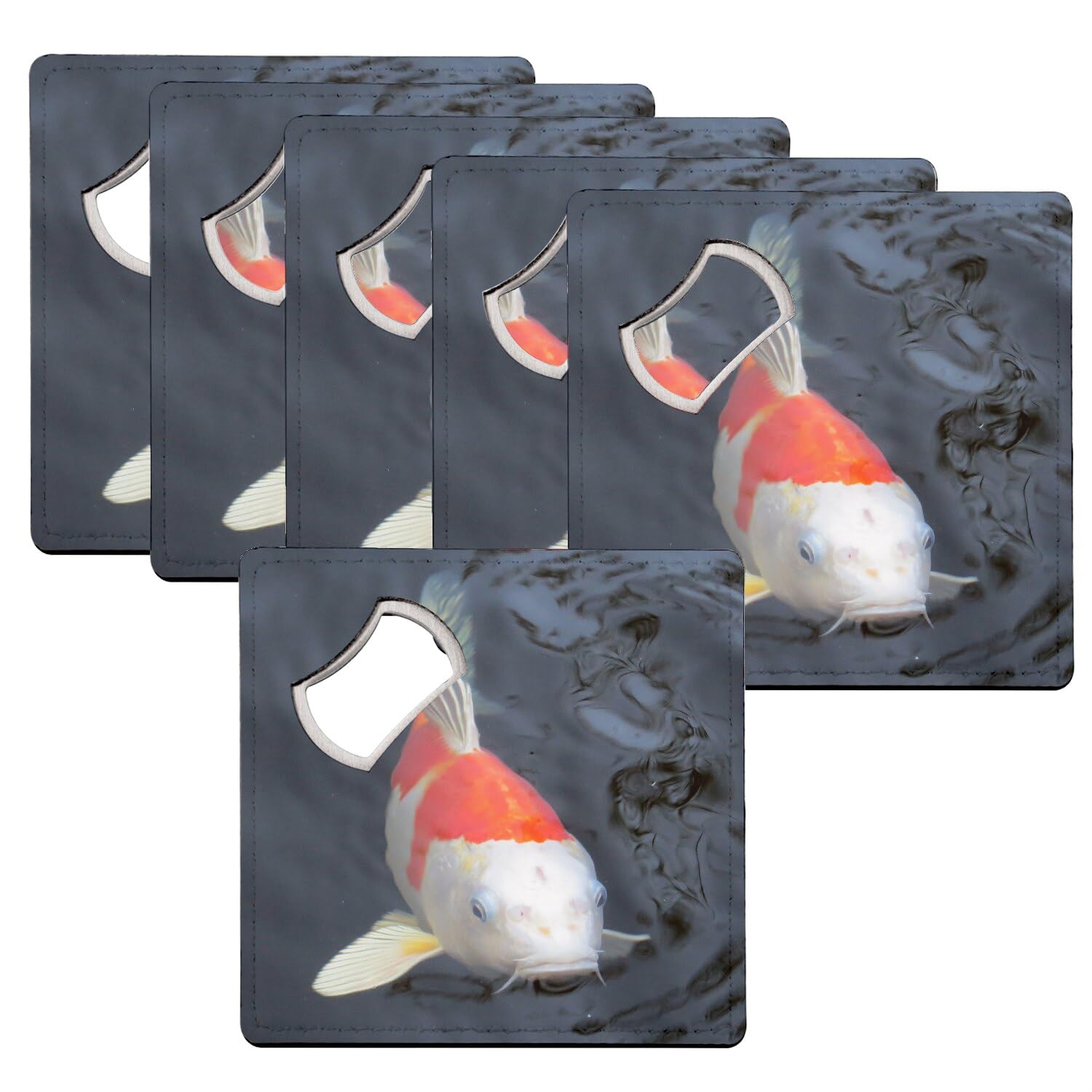 Sous verre décapsuleur poisson carpe Koï pour table basse japonaise lot de 6