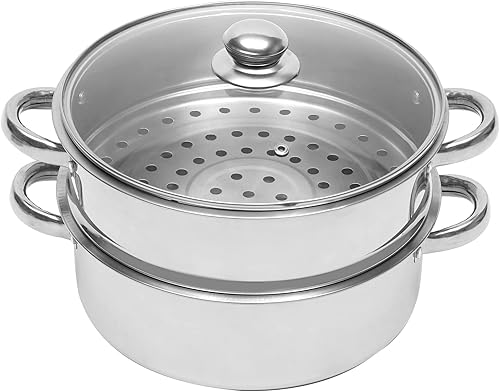 Miniatura 6 de Headery Vaporizador de cocina de acero inoxidable de 5 niveles, olla de vapor de 262811.8 in con tapa de vidrio para el hogar, cocina, restaurante