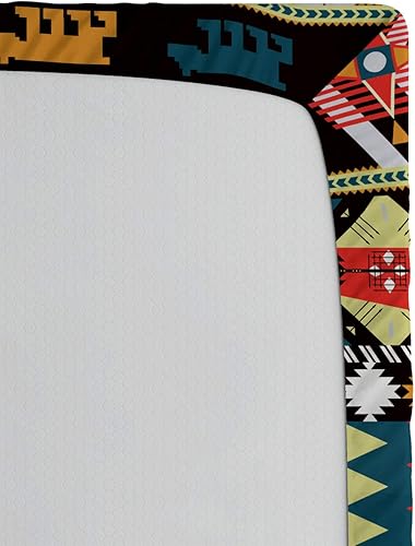 Miniatura 170 de Ambesonne - Sábana bajera ajustable multicolor, en colores y tres tamaños Azul y gris,Verde Militar Sage Green,Ámbar beige,Negro Grey White,Azul