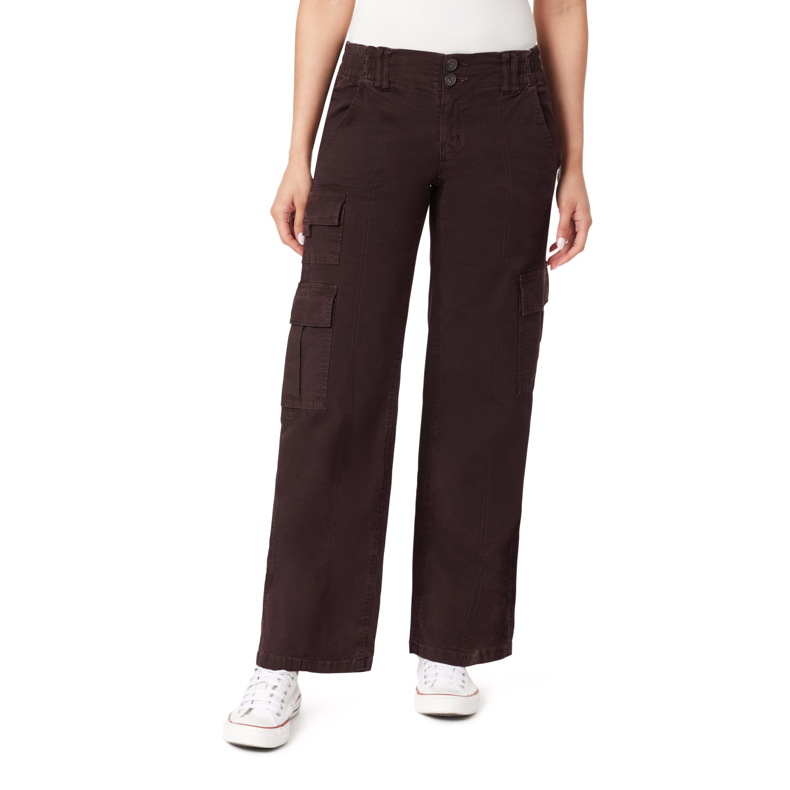 WallFlower Women's Luscious Curvy Feisty Cargo Pants, Sizes XS - XL | 31" Inseam, Low Rise, Insta Stretch, Ripstop, Trendy, Relaxed, Curve-Enhancing, Figure-Flattering, Functional Cargo Pockets