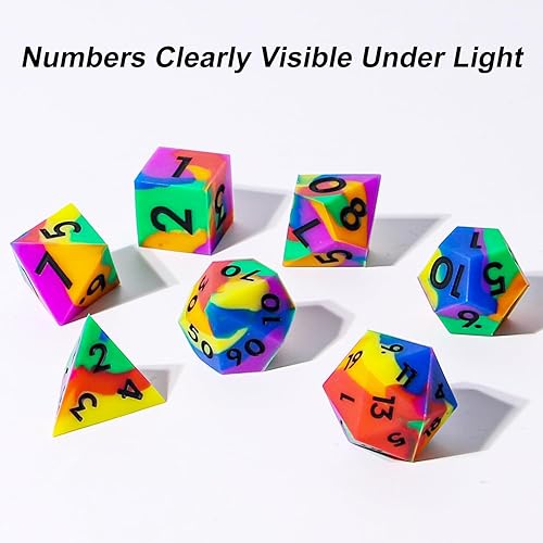 Miniatura 3 de DND - Juego de dados de borde afilado, 7 piezas de dados poliédricos DND con exquisito embalaje de caja de hoja, ideal para juegos de rol y juegos