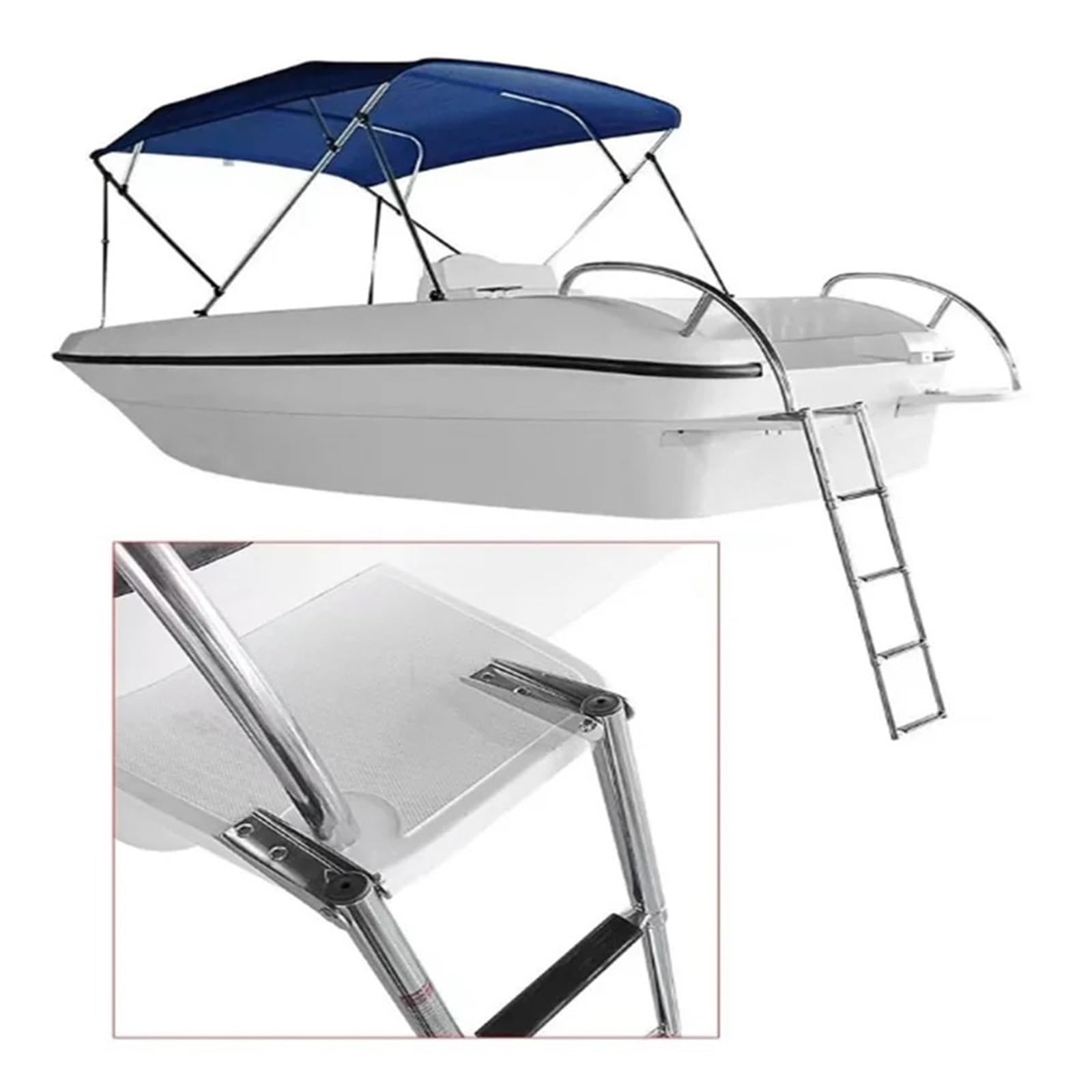 Scaletta for Barca Regolabile Telescopica in Acciaio Inossidabile A 2 Gradini for Yacht Marino E Piscina Sicura E Antiscivolo