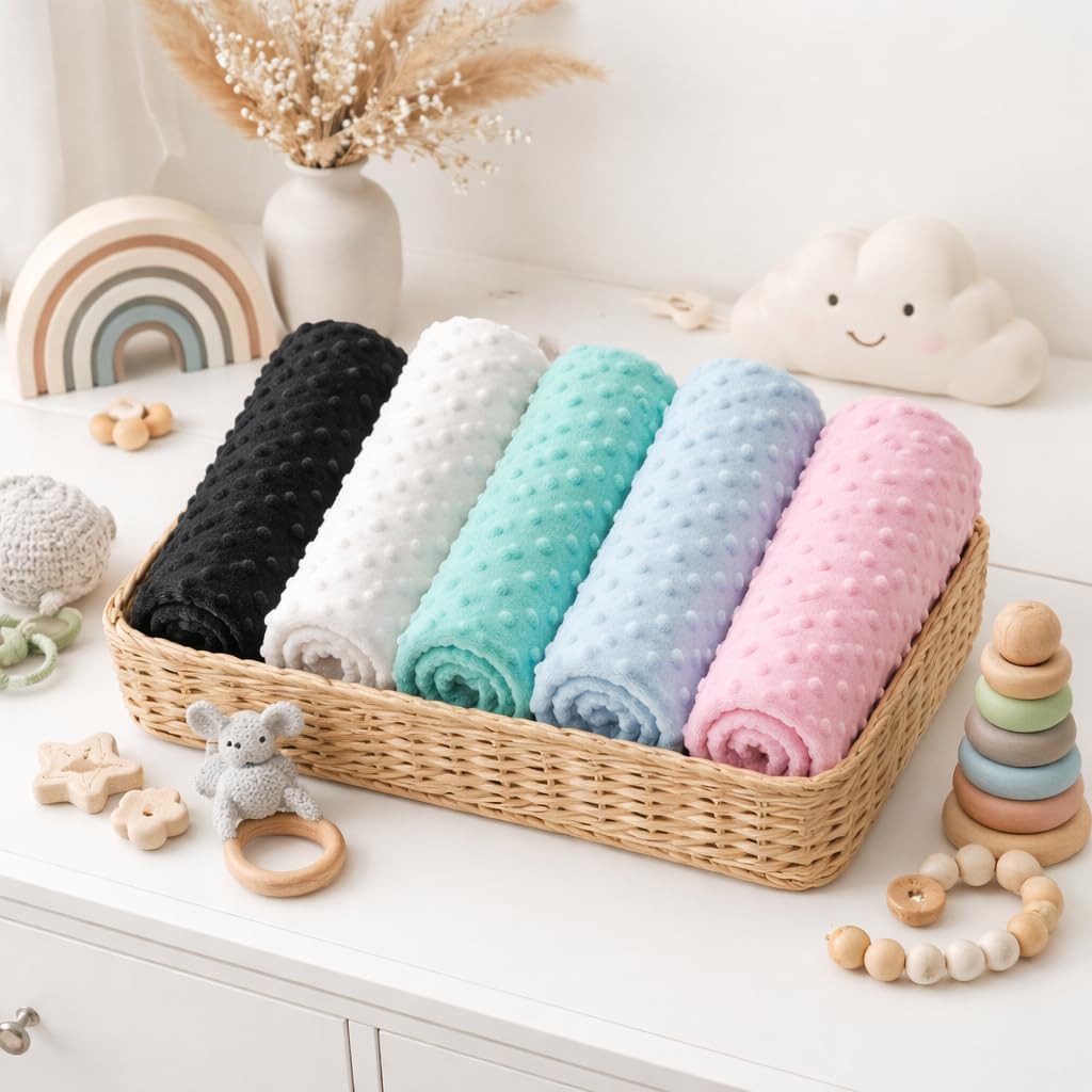 Custom Baby Blanket Personalized Name - Embroidered Boy Blanket for Newborn, Minky Dot Security Stroller Quilt, Essential Personalized Baby Gifts for Boys (Blue)
