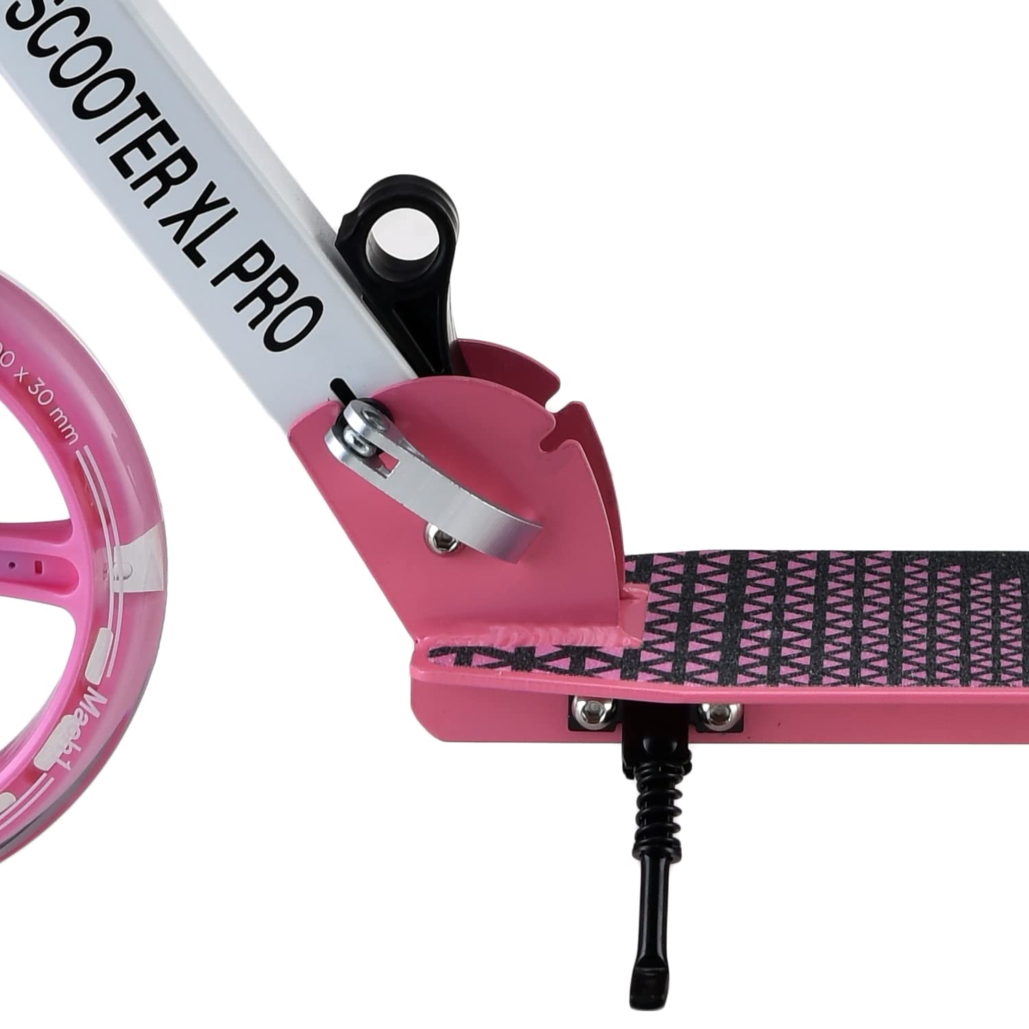 Mach1 Kick - Patinete de aluminio para ciudad, tamaño XXL, 200 mm, LED, ruedas para adultos y niños, plegable, color blanco y rosa