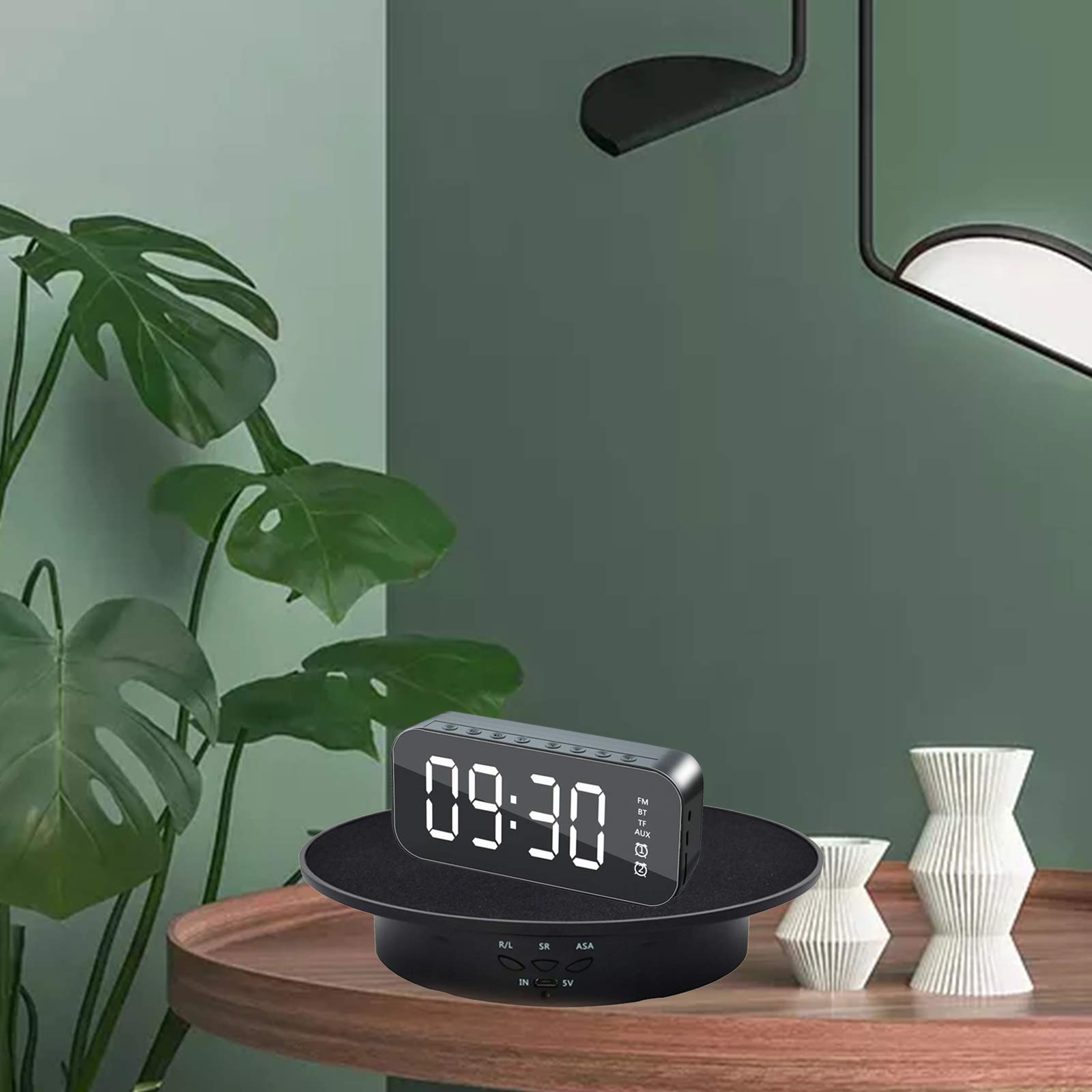 Plateau Tournant Electrique, Présentoir Motorisé pour 90-180-360 Degrés, PréSentoir Rotatif Electrique, Charge 8kg, Diamètre 20cm, avec 5 Fonds en PVC