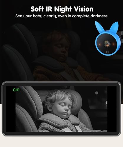 Miniatura 3 de Babyvue BV3PRO - Cámara dual para automóvil para bebés de 2 niños, pantalla dividida HD 1080P de 7.2 pulgadas, visión nocturna IR transparente,