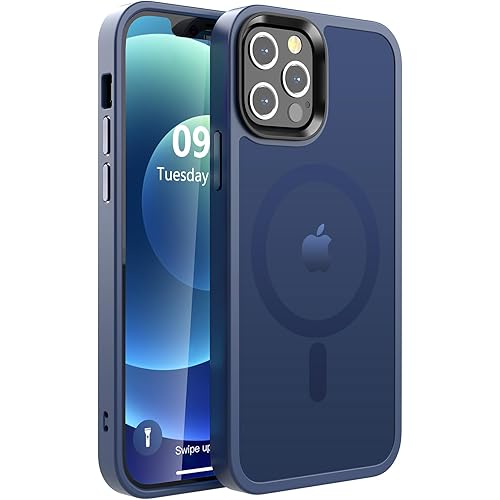 Upgraded Magnetic for iPhone 12 Case/iPhone 12 Pro Case, [Compatible with Magsafe & Military-Grade Protection] Slim Translucent Matte Phone Case for iPhone 12/12 Pro 6.1 inch,Deep Blue