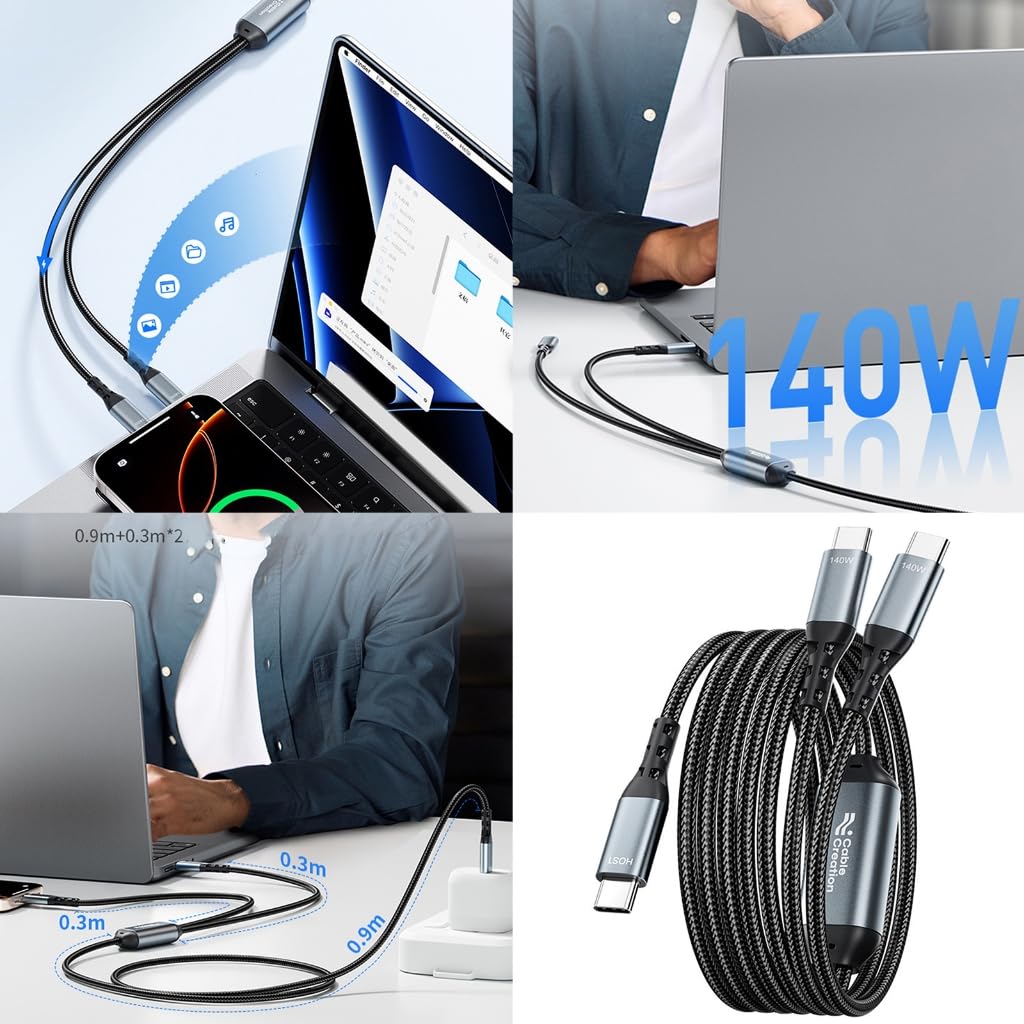 Cavo di ricarica veloce PD140W Cavo USB C 480Mbps Cavo di trasferimento dati ad alta velocità