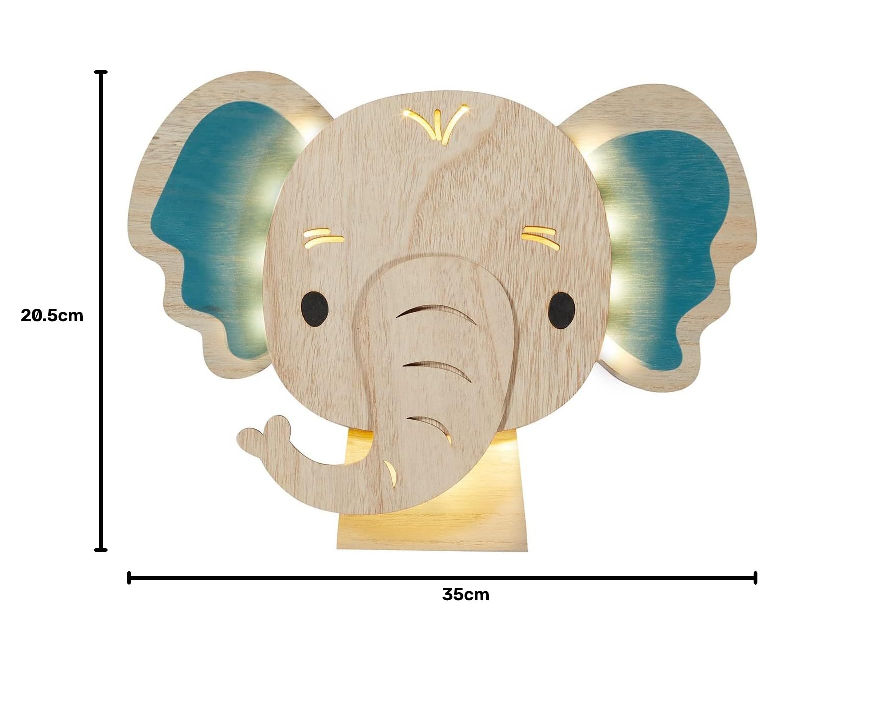 Lights4fun 2er Set LED Wandleuchten Elefant Zebra Fernbedienung Timer Batterie Kinderzimmerdeko