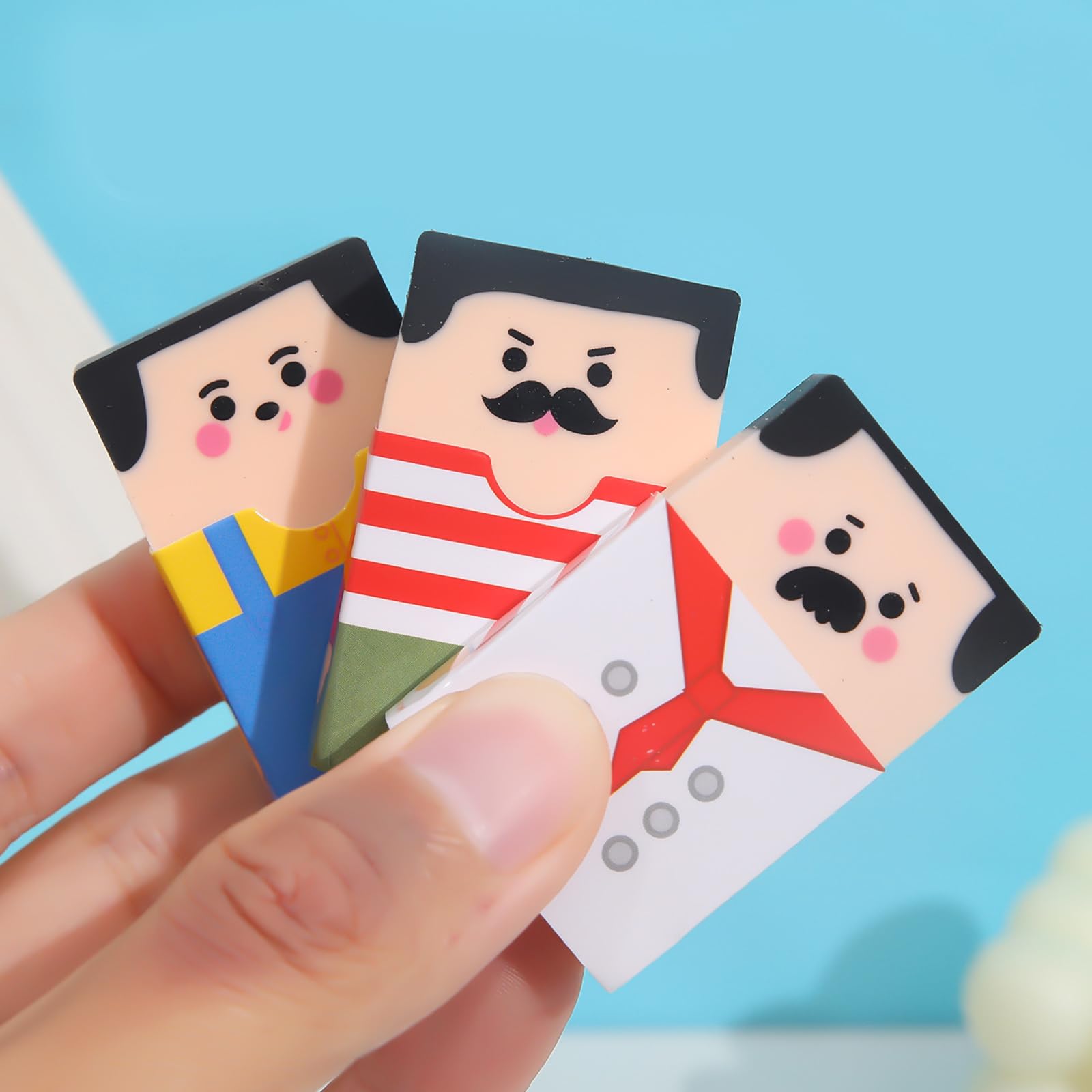 Cartoon Pencil Eraser Easy Erasing Erasers for Writing Drawing Novelty Balding Men Erasers for Student Kid Game Rewards
