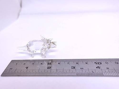Miniatura 2 de Figuras en miniatura de dinosaurio soplado a mano de vidrio transparente, animales, regalo coleccionable para decoración del hogar (Triceratops