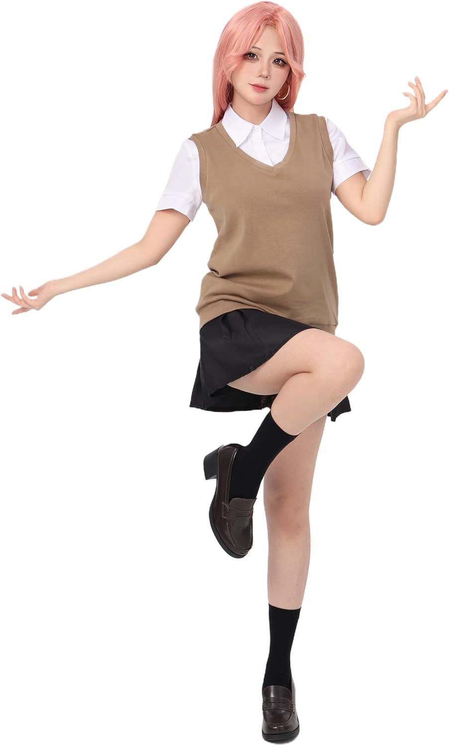 DAZCOS Anime KiniOto Osawa Cosplay Costume Japanese School Uniform Full Set Outfits Earrings Shirt Sweater Skirt for Party